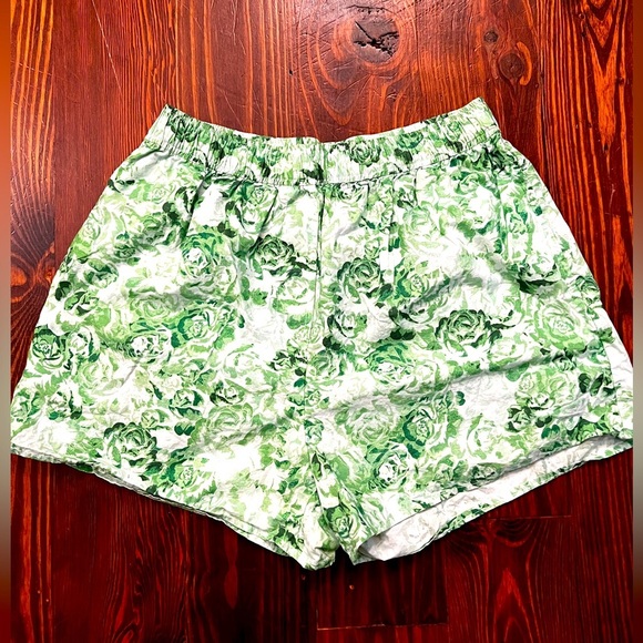 GANNI Printed Cotton Poplin Shorts - Island Green Boxer Shorts - Picture 2 of 9